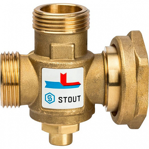 Клапан трехходовой термостатический смесительный STOUT 1&amp;quot; Н-11/2&amp;quot; В-1&amp;quot; Н (60°С)