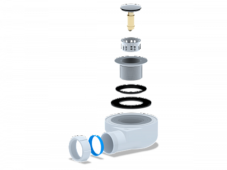 АНИПЛАСТ Сифон для душевого поддона 11/2&quot;х50 h=55mm, хром, клик-клак, сетка