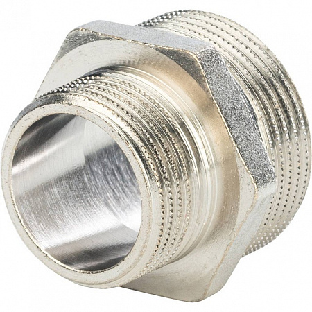 Ниппель переходной резьбовой латунный STOUT никель 11/4&quot;x1&quot; Н