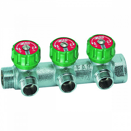 Регулируемый коллектор FAR 3/4&quot; с 3 отв. М24х19