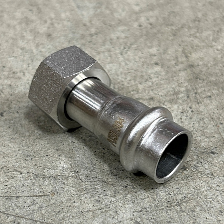 НП Муфта с накидной гайкой пресс из нержавейки UNI-FITT фитинг Ø15x1/2&quot; НГ