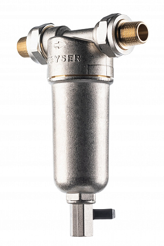 Фильтр промывной ГЕЙЗЕР БАСТИОН 121 Ø60 никель 1/2&amp;quot; АМ-АМ, 90 мкм, латунная колба