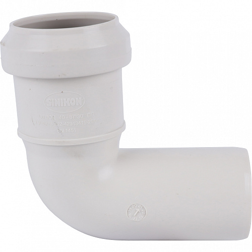 ПВХ Отвод канализационный SINIKON КОМФОРТ ПЛЮС белый Ø40х90°