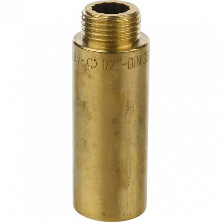 Удлинитель резьбовой латунный STOUT без покрытия 1/2&quot;x65мм ВН
