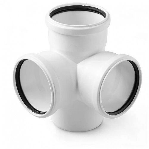 ПВХ Крестовина двухплоскостная SINIKON КОМФОРТ ПЛЮС белая Ø110х110х110х110х90°