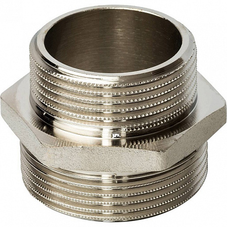 Ниппель переходной резьбовой латунный STOUT никель 11/2&quot;x11/4&quot; Н