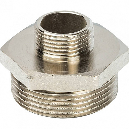 Ниппель переходной резьбовой латунный STOUT никель 11/2&quot;x3/4&quot; Н