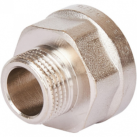 Переход под ключ резьбовой латунный STOUT никель 1/2&quot;х3/8&quot; ВН