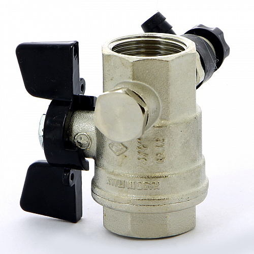 Кран шаровой BUGATTI OREGON 332 бабочка 3/4&amp;quot; ВВ, с дренажем и воздухоотводчиком