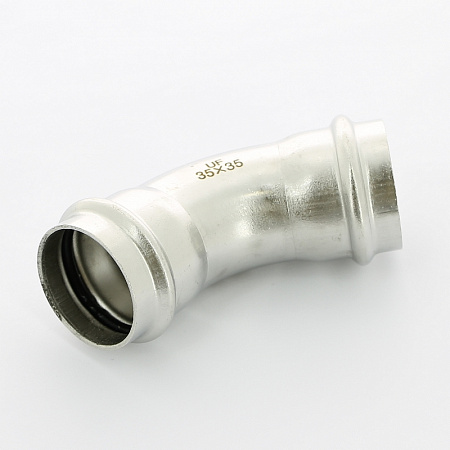 НП Угол двухраструбный пресс из нержавейки UNI-FITT фитинг Ø35х35-45°