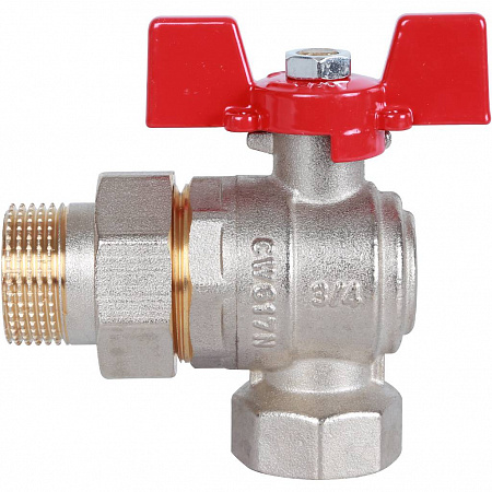 Кран шаровой с американкой угловой ROMMER бабочка 3/4&quot; ВН