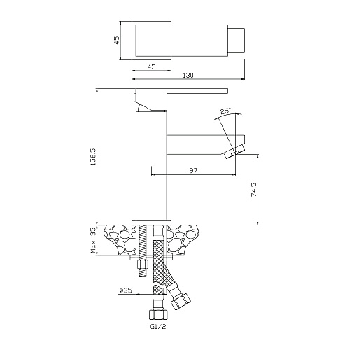 Смеситель для раковины OLIVE'S GRANADA 05100GN хром, латунь, уп. (10 шт)