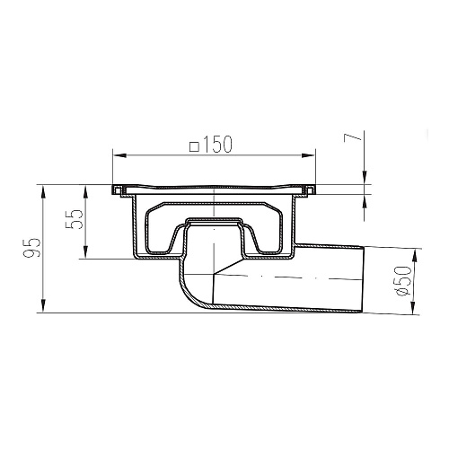 Трап для пола с боковым сливом MCH DN5O/95 нерж. сталь–НЕПТУН (326XN)