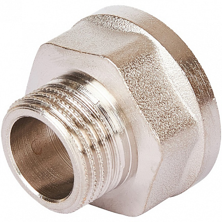 Переход под ключ резьбовой латунный STOUT никель 3/4&quot;х1/2&quot; ВН