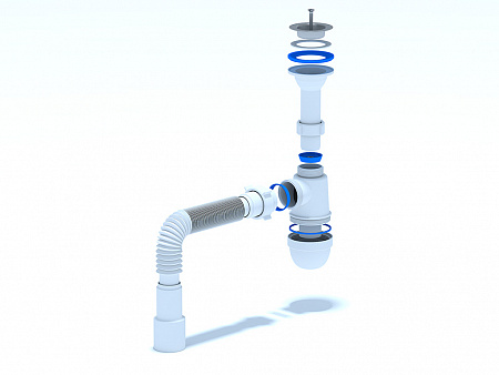Сифон для умывальника пластиковый АНИПЛАСТ C0515 11/2&quot;х40 с гибкой трубой 40х50