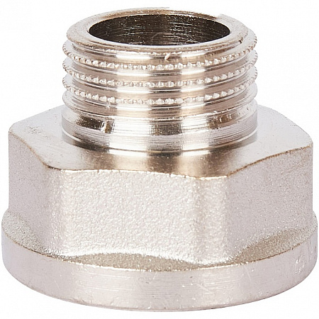 Переход под ключ резьбовой латунный STOUT никель 3/4&quot;х1/2&quot; ВН