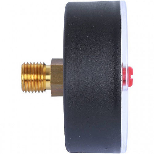Манометр аксиальный STOUT Ø63-1/4&amp;quot;, 4 бар, горизонтальное подключение, с указателем предела