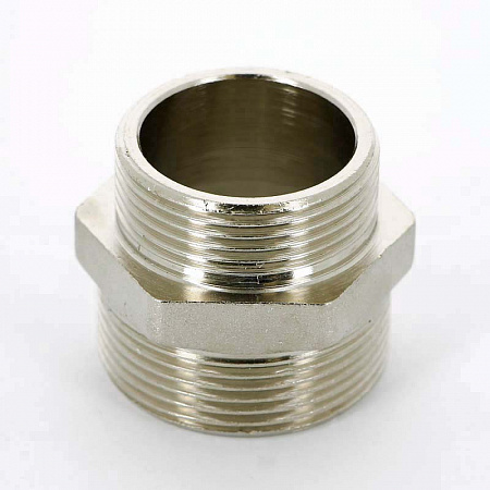 Ниппель переходной резьбовой латунный UNI-FITT никель 11/2&quot;х11/4&quot;
