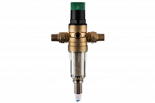 Фильтр промывной с редуктором ГЕЙЗЕР БАСТИОН Ø52,5 без покрытия 1/2&amp;quot; АМ-АМ, 90 мкм, пластиковая колб