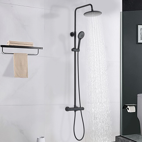 Смеситель для душа с верхним душем OLIVE'S TERMO 34291TMB черный, латунь, уп. (5 шт.)