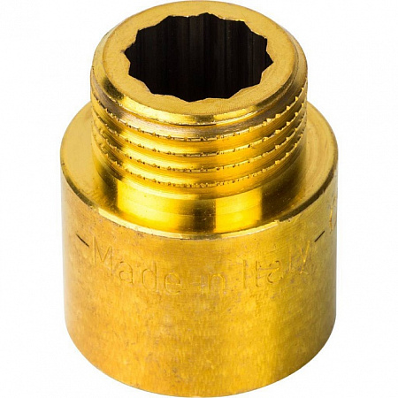 Удлинитель резьбовой латунный STOUT без покрытия 1/2&quot;x20мм ВН