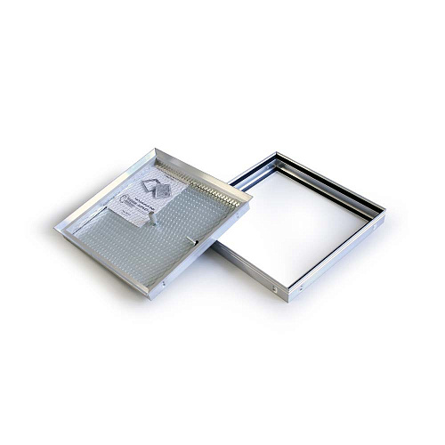 Люк напольный под плитку АЛЮМИНИЕВЫЙ (со съемной крышкой) ПРАКТИКА БАРЬЕР БР 40х40