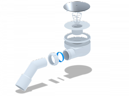 АНИПЛАСТ Сифон для душевого поддона 11/2&quot;х90, h 55 хромс пер. тр.45 40х50