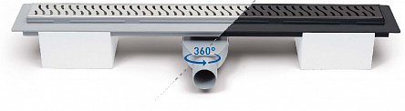 Пластиковый линейный желоб с поворотным сифоном на 360° с боковым сливом D50