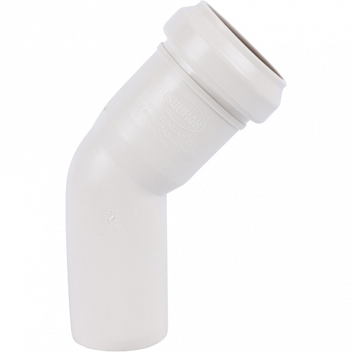 ПВХ Отвод канализационный SINIKON КОМФОРТ ПЛЮС белый Ø40х45°