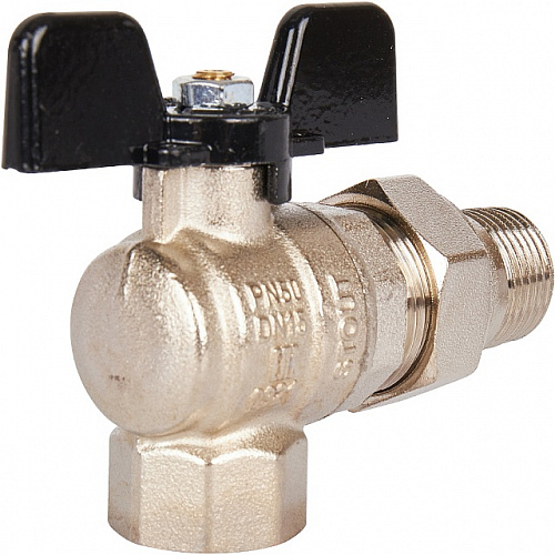 Кран шаровой с американкой угловой STOUT бабочка 1/2&amp;quot;