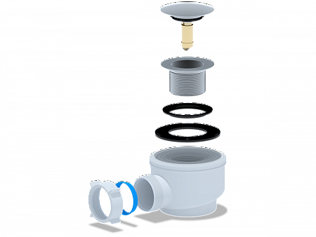 АНИПЛАСТ Сифон для душевого поддона 11/2&quot;х50/60 хром, клик-клак, грибок