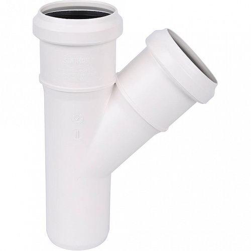 ПВХ Тройник канализационный SINIKON КОМФОРТ ПЛЮС белый Ø50х45°