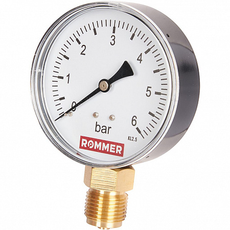 Манометр радиальный. Корпус Dn 80 мм 1/2 , 0...6 бар, кл.2.5 ROMMER