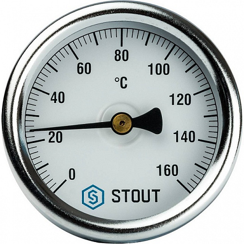 Термометр биметаллический погружной STOUT Ø63-1/2&amp;quot;, гильза 50 мм, +120°C
