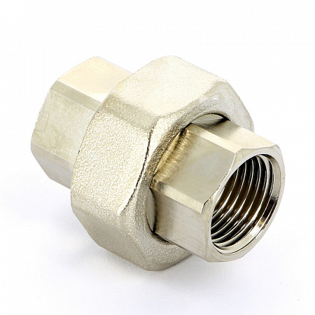 Американка ПРЯМАЯ резьбовая латунная UNI-FITT никель 1/2&quot; В, с прокладкой O-RING
