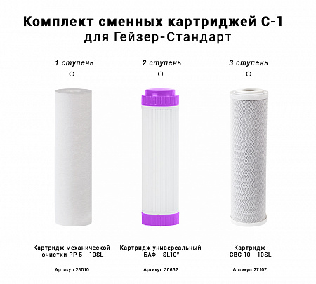 Комплект сменных картриджей ГЕЙЗЕР С-1 РР+БАФ+СВС (К)