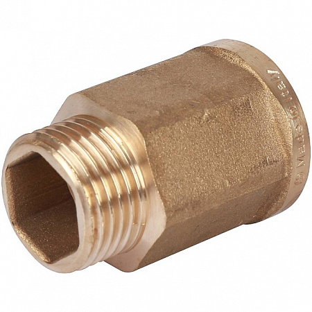 Удлинитель шестигранный резьбовой латунный STOUT без покрытия 1/2&quot;x1/2&quot; ВН