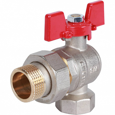 Кран шаровой с американкой угловой ROMMER бабочка 3/4&quot; ВН