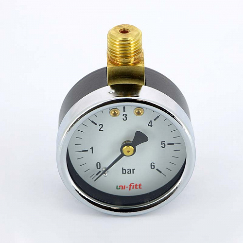 Манометр радиальный UNI-FITT Ø50-1/4&amp;quot;, 6 бар, вертикальное подключение, ПЕРЕВЕРНУТЫЙ