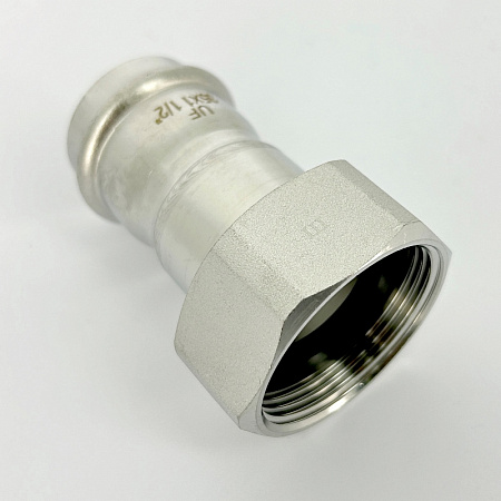 НП Муфта с накидной гайкой пресс из нержавейки UNI-FITT фитинг Ø35x11/2&quot; НГ