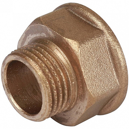 Удлинитель шестигранный резьбовой латунный STOUT без покрытия 1/2&quot;x3/4&quot; ВН