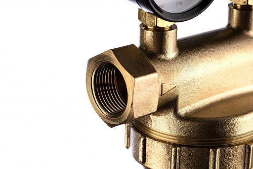 Фильтр промывной два манометра ГЕЙЗЕР БАСТИОН Ø76 без покрытия 3/4&amp;quot; ВР-ВР, 90 мкм, латунная колба