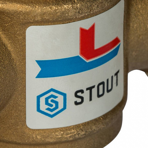 Клапан трехходовой термостатический смесительный STOUT 11/2&amp;quot; Н-11/2&amp;quot; В-1&amp;quot; Н (60°С)