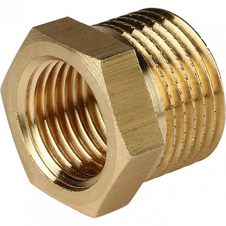 Футорка резьбовая латунная STOUT без покрытия 3/8&quot;x1/4&quot; ВН