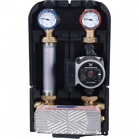 ГБМ Насосная группа STOUT с теплообменником, 18 пластин, с насосом GRUNDFOS UPSO25-65 DN25 (1&quot;)