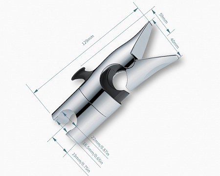 Держатель лейки для душевой стойки ESSAN PINPLAST скользящий с крючком c 18-25 мм, хром (200