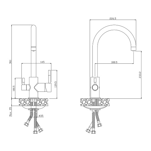 Смеситель для кухни под фильтр OLIVE'S BALEAR 13440BL хром, латунь, упак (10 шт)