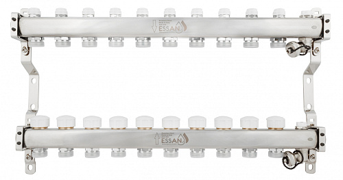 Коллекторная группа ESSAN GROUP803 нержавейка 1&amp;quot;x3/4&amp;quot; EK -10 выходов, без расходомеров (604 мм)
