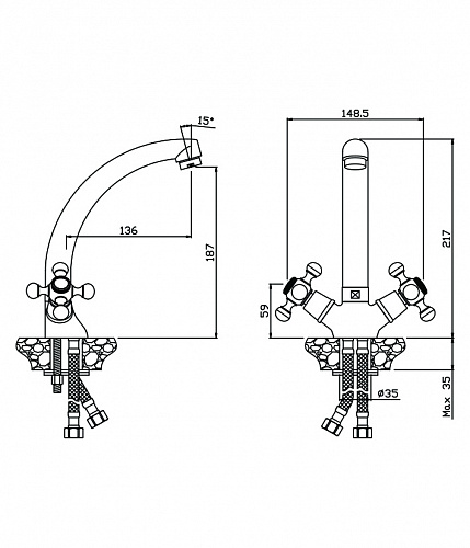 Смеситель для кухни OLIVE'S GIRONA 01430GR хром, латунь, упак (10 шт)