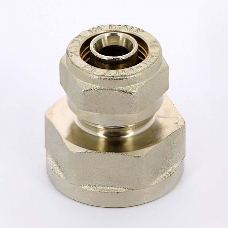 Муфта обжимная латунная UNI-FITT никель Ø16х3/4&quot; В